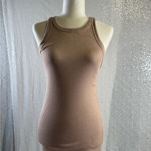 Treasure & Bond Tan Sleeveless Fitted Tank Top